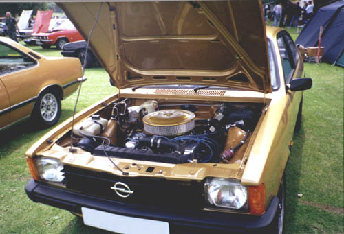 Under bonnet of Rover motored Opel Kadett Coupe